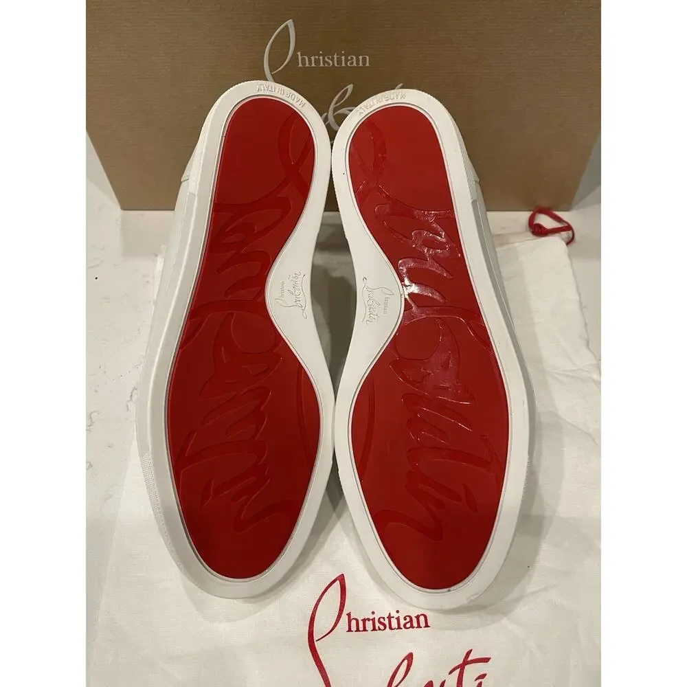 Christian Louboutin F A V Fique Vontade Spiked Leather Sneakers Flat Shoes